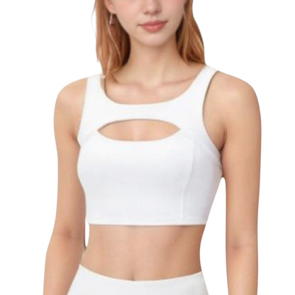 Anna-Kaci Active Women's Sports Bra with Scoop Neck and Front Cutout Design for Low to Medium Impact Workouts