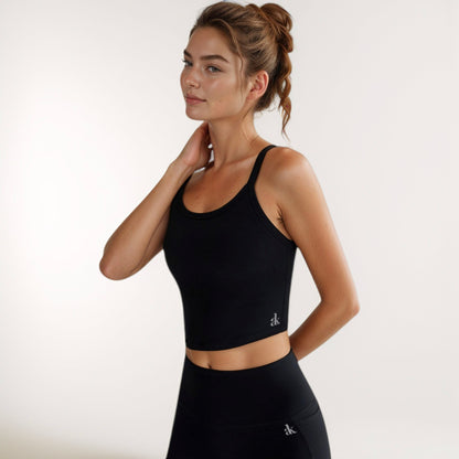 Anna-Kaci Active Women's Cropped Sports Tank Top with Thin Straps and Scoop Neck for Everyday Activewear