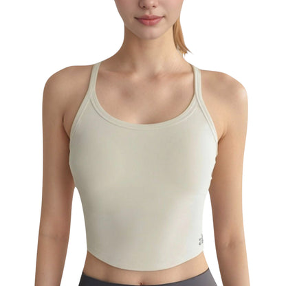 Anna-Kaci Active Women's Cropped Sports Tank Top with Thin Straps and Scoop Neck for Everyday Activewear