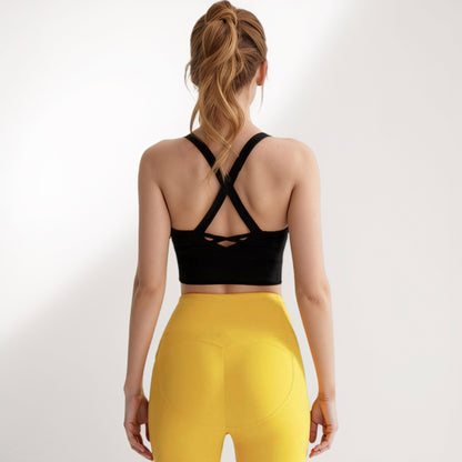 Anna-Kaci Active Women's Crisscross Back Sports Bra with Wide Elastic Band and Supportive Straps for Activewear