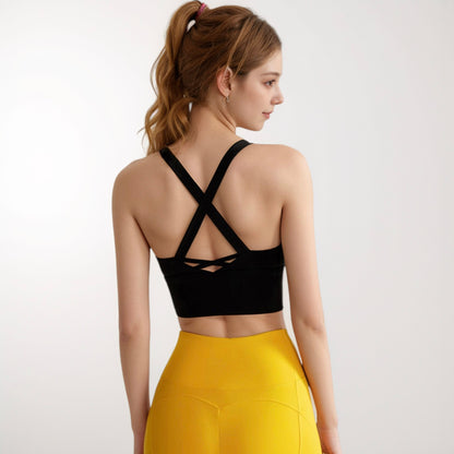 Anna-Kaci Active Women's Crisscross Back Sports Bra with Wide Elastic Band and Supportive Straps for Activewear