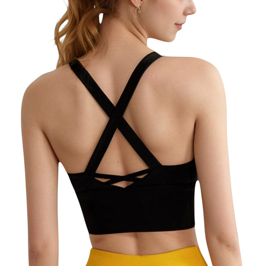 Anna-Kaci Active Women's Crisscross Back Sports Bra with Wide Elastic Band and Supportive Straps for Activewear