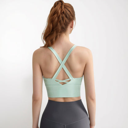 Anna-Kaci Active Women's Crisscross Back Sports Bra with Wide Elastic Band and Supportive Straps for Activewear