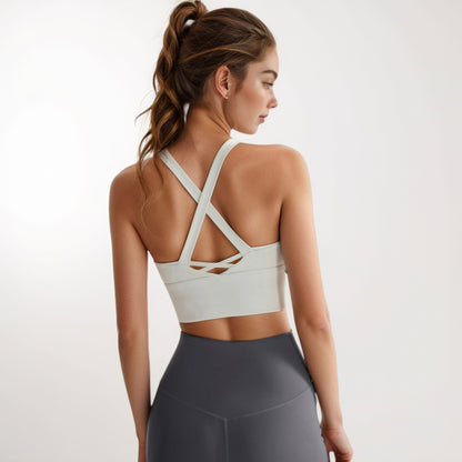 Anna-Kaci Active Women's Crisscross Back Sports Bra with Wide Elastic Band and Supportive Straps for Activewear