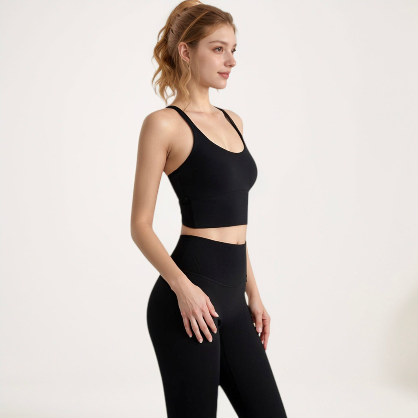 Anna-Kaci Active Women's Longline Sports Bra with Scoop Neck and Thin Strap Design for Yoga and Low Impact Workouts