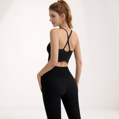 Anna-Kaci Active Women's Longline Sports Bra with Scoop Neck and Thin Strap Design for Yoga and Low Impact Workouts