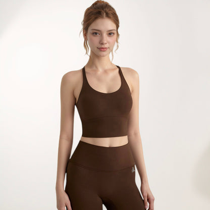 Anna-Kaci Active Women's Longline Sports Bra with Scoop Neck and Thin Strap Design for Yoga and Low Impact Workouts