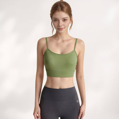 Anna-Kaci Active Women's Longline Sports Bra with Spaghetti Straps and Scoop Neck for Light Support Yoga and Lounge