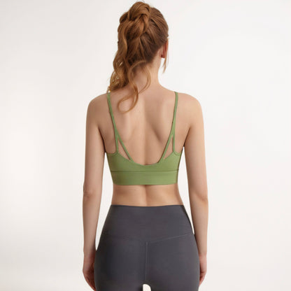 Anna-Kaci Active Women's Longline Sports Bra with Spaghetti Straps and Scoop Neck for Light Support Yoga and Lounge