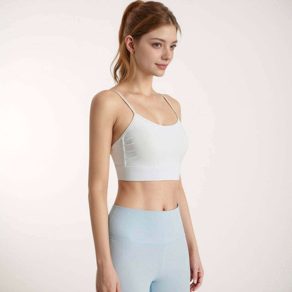Anna-Kaci Active Women's Longline Sports Bra with Spaghetti Straps and Scoop Neck for Light Support Yoga and Lounge