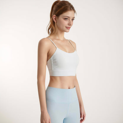 Anna-Kaci Active Women's Longline Sports Bra with Spaghetti Straps and Scoop Neck for Light Support Yoga and Lounge