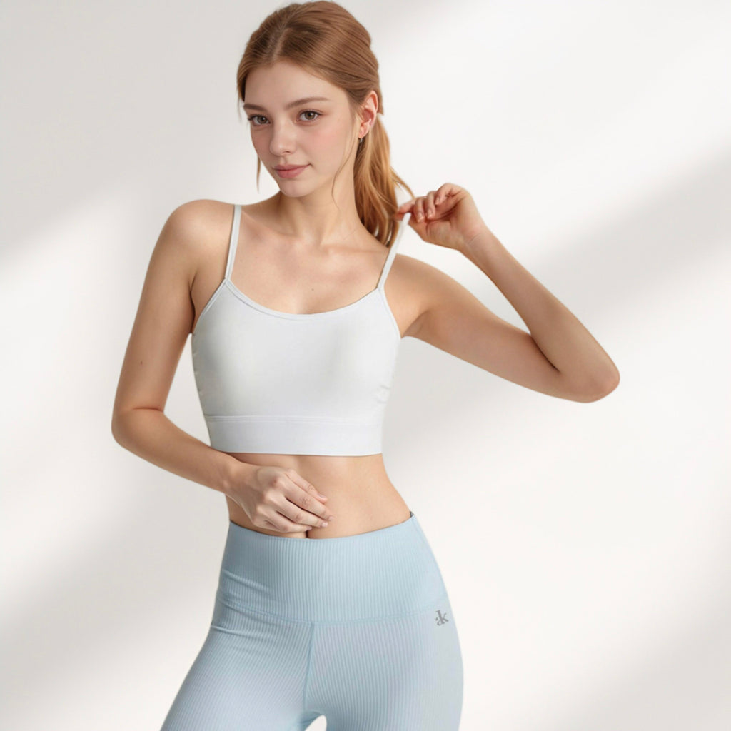 Anna-Kaci Active Women's Longline Sports Bra with Spaghetti Straps and Scoop Neck for Light Support Yoga and Lounge