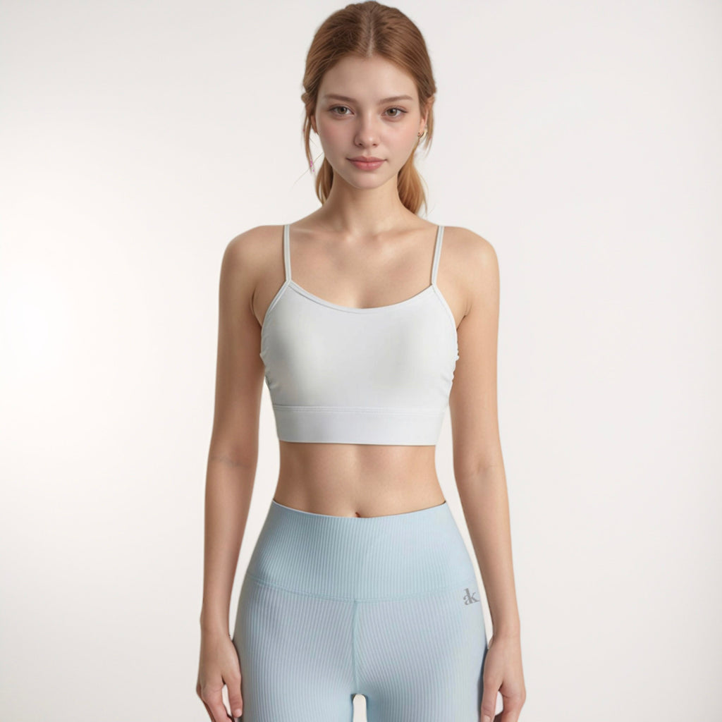 Anna-Kaci Active Women's Longline Sports Bra with Spaghetti Straps and Scoop Neck for Light Support Yoga and Lounge