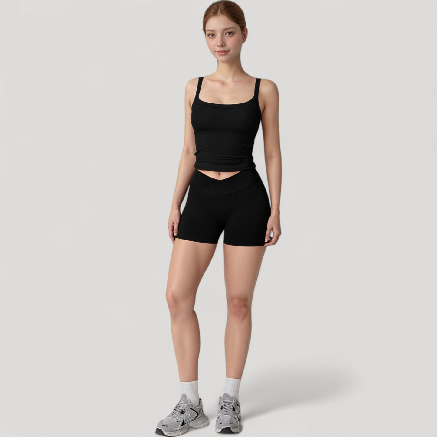 Anna-Kaci Women's Fitted Stretch Camisole Tank Top with Square Neckline and Thin Shoulder Straps