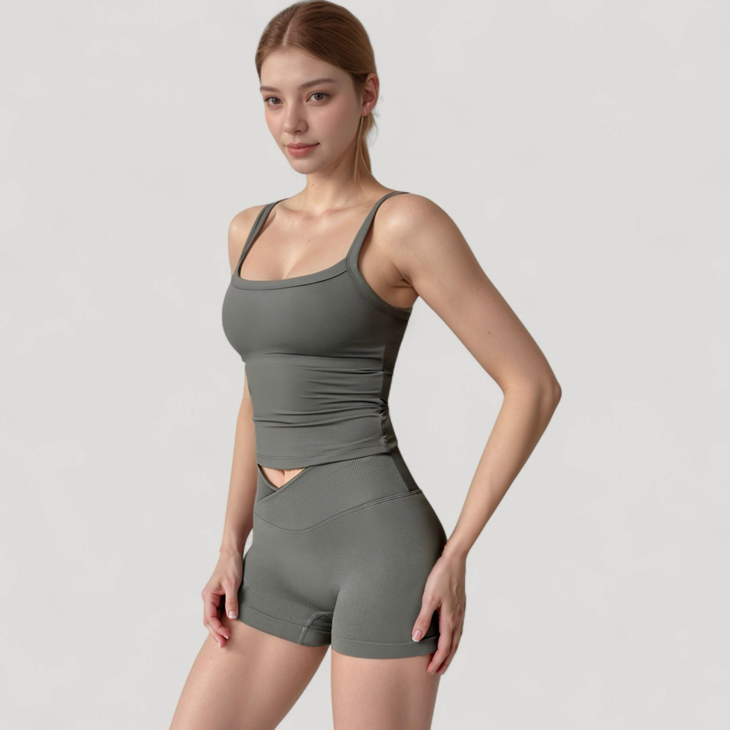 Anna-Kaci Women's Fitted Stretch Camisole Tank Top with Square Neckline and Thin Shoulder Straps