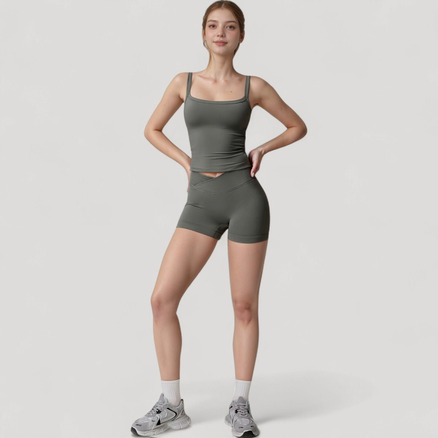 Anna-Kaci Women's Fitted Stretch Camisole Tank Top with Square Neckline and Thin Shoulder Straps