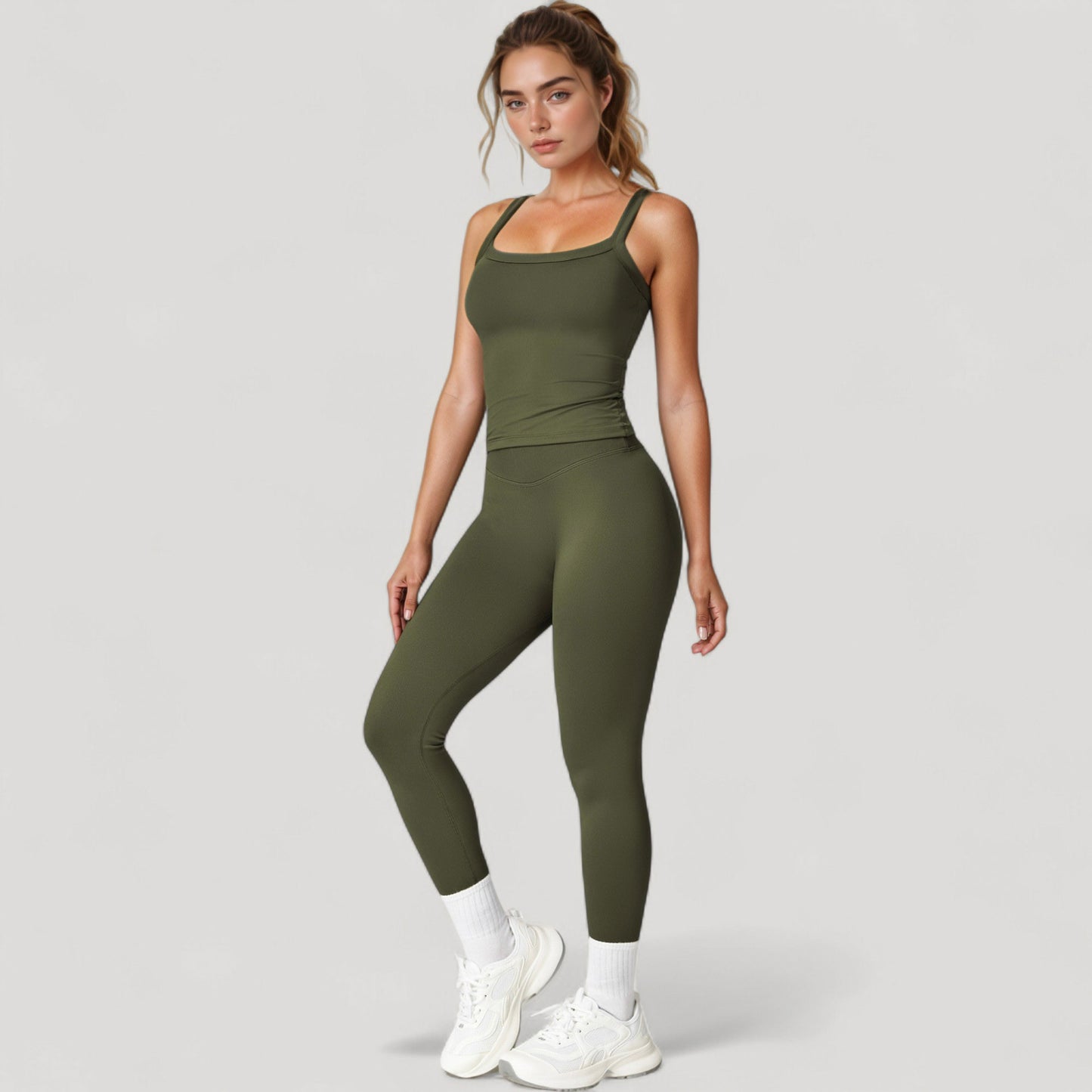 Anna-Kaci Women's Fitted Stretch Camisole Tank Top with Square Neckline and Thin Shoulder Straps