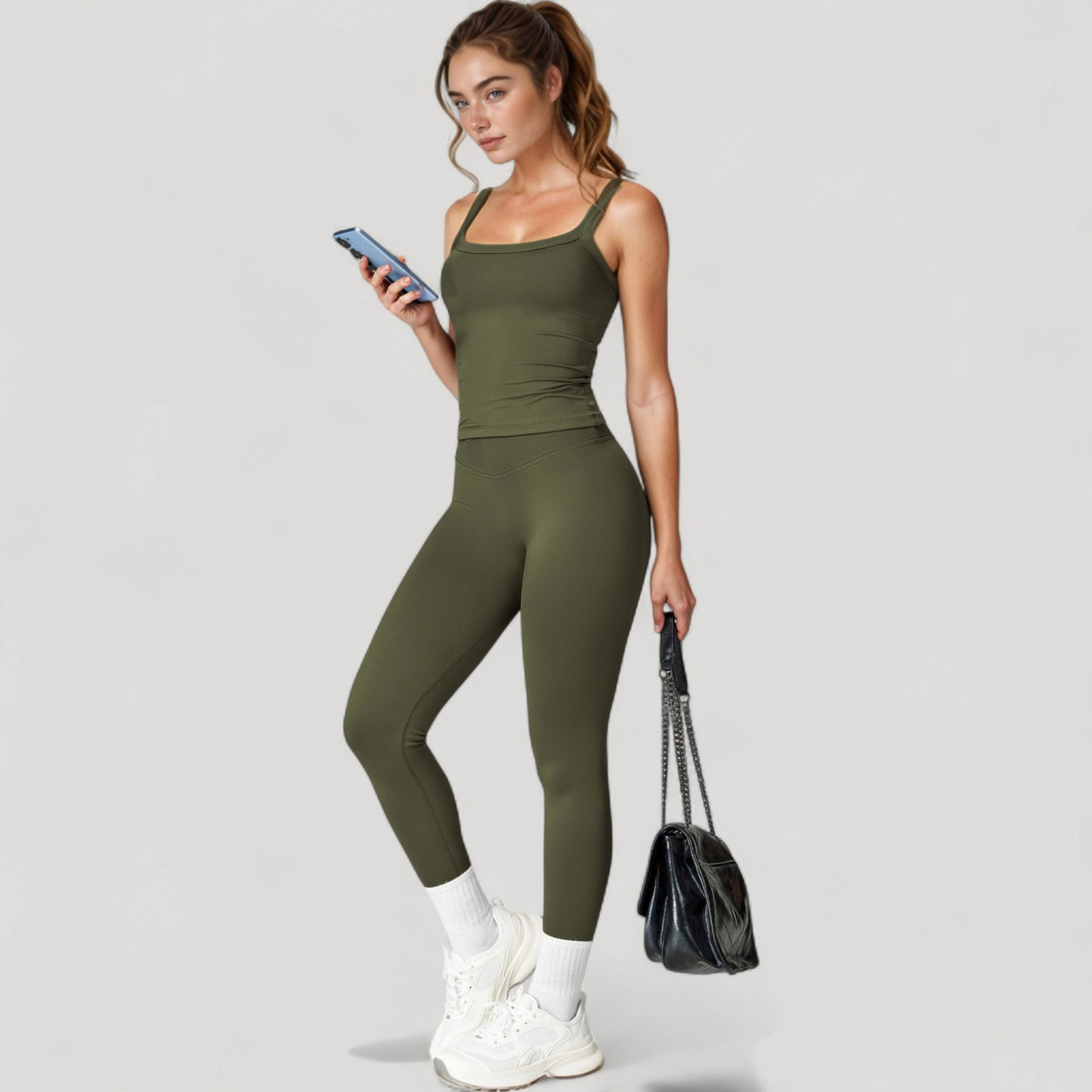 Anna-Kaci Women's Fitted Stretch Camisole Tank Top with Square Neckline and Thin Shoulder Straps