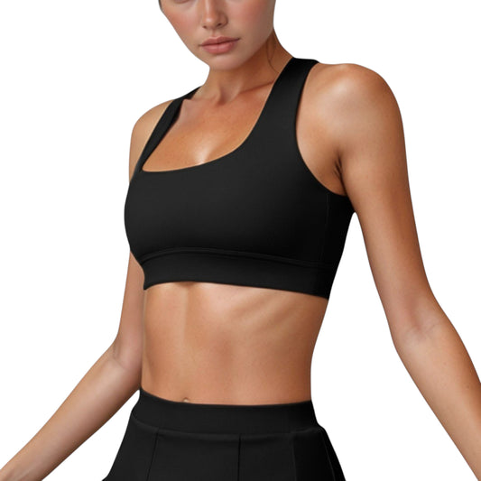 Anna-Kaci Women's Square Neckline Sports Bra with Supportive Underband for Low to Medium Impact Activities
