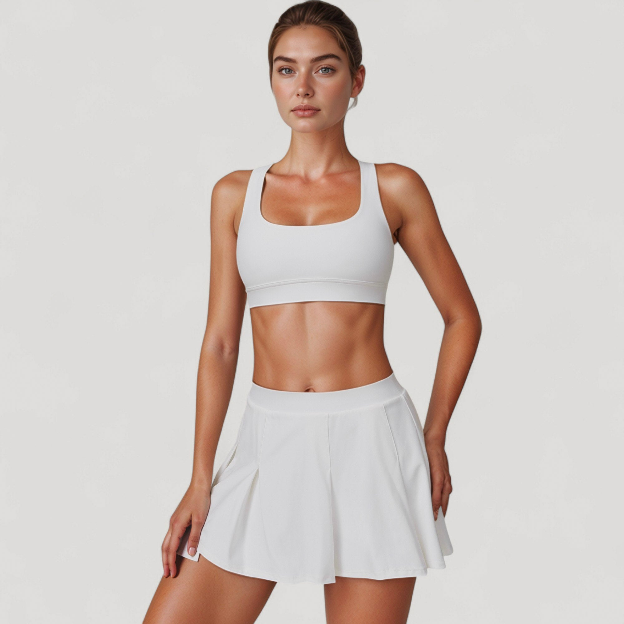 Anna-Kaci Women's Square Neckline Sports Bra with Supportive Underband for Low to Medium Impact Activities