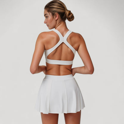 Anna-Kaci Women's Square Neckline Sports Bra with Supportive Underband for Low to Medium Impact Activities