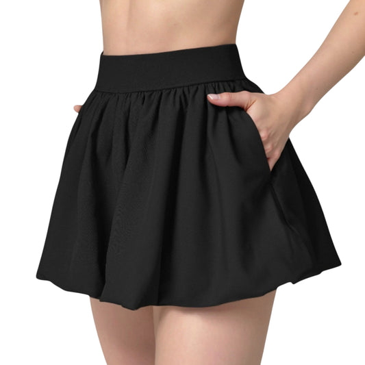 Anna-Kaci Women's High Waist Pleated Mini Skirt with Wide Waistband and Side Pockets