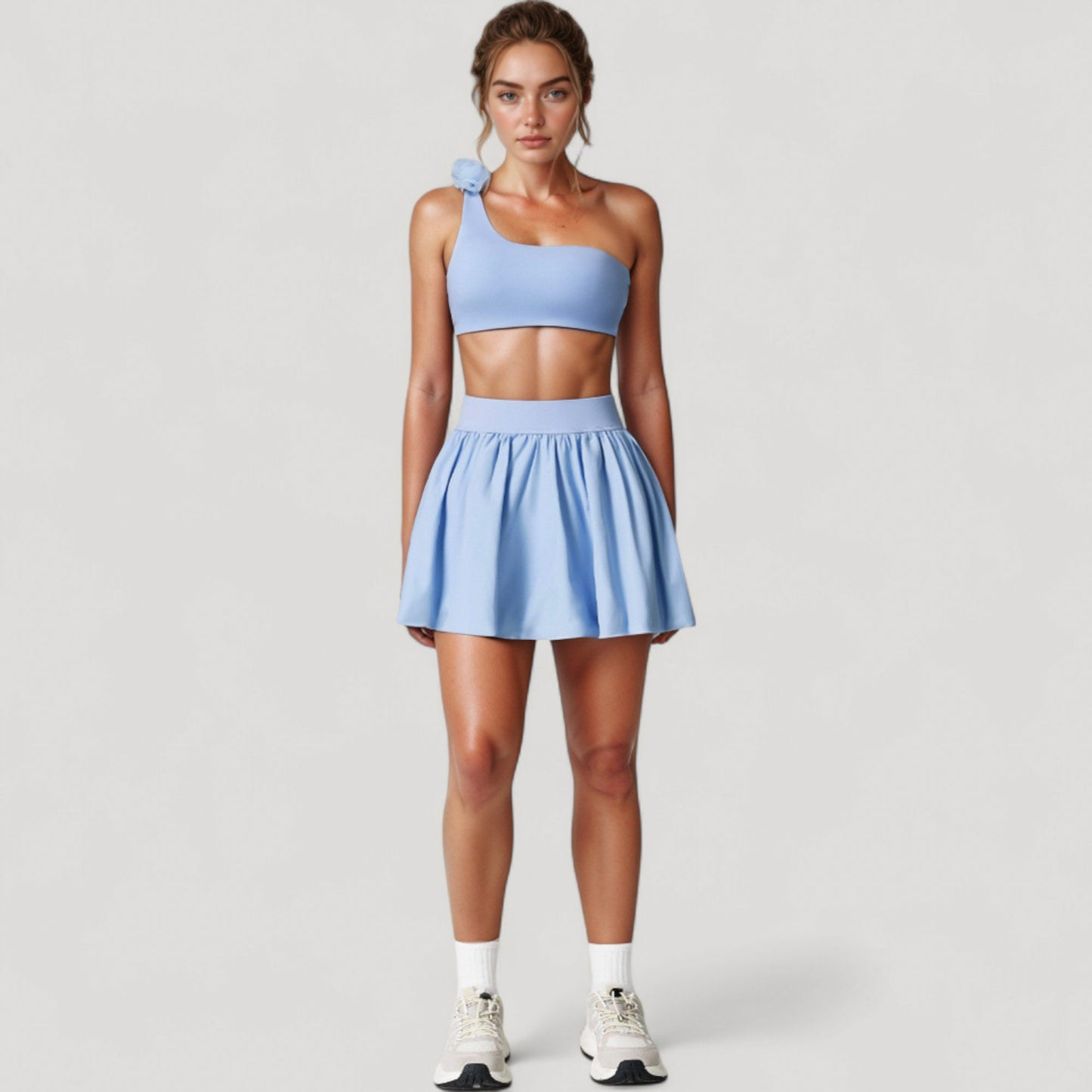 Anna-Kaci Women's High Waist Pleated Mini Skirt with Wide Waistband and Side Pockets