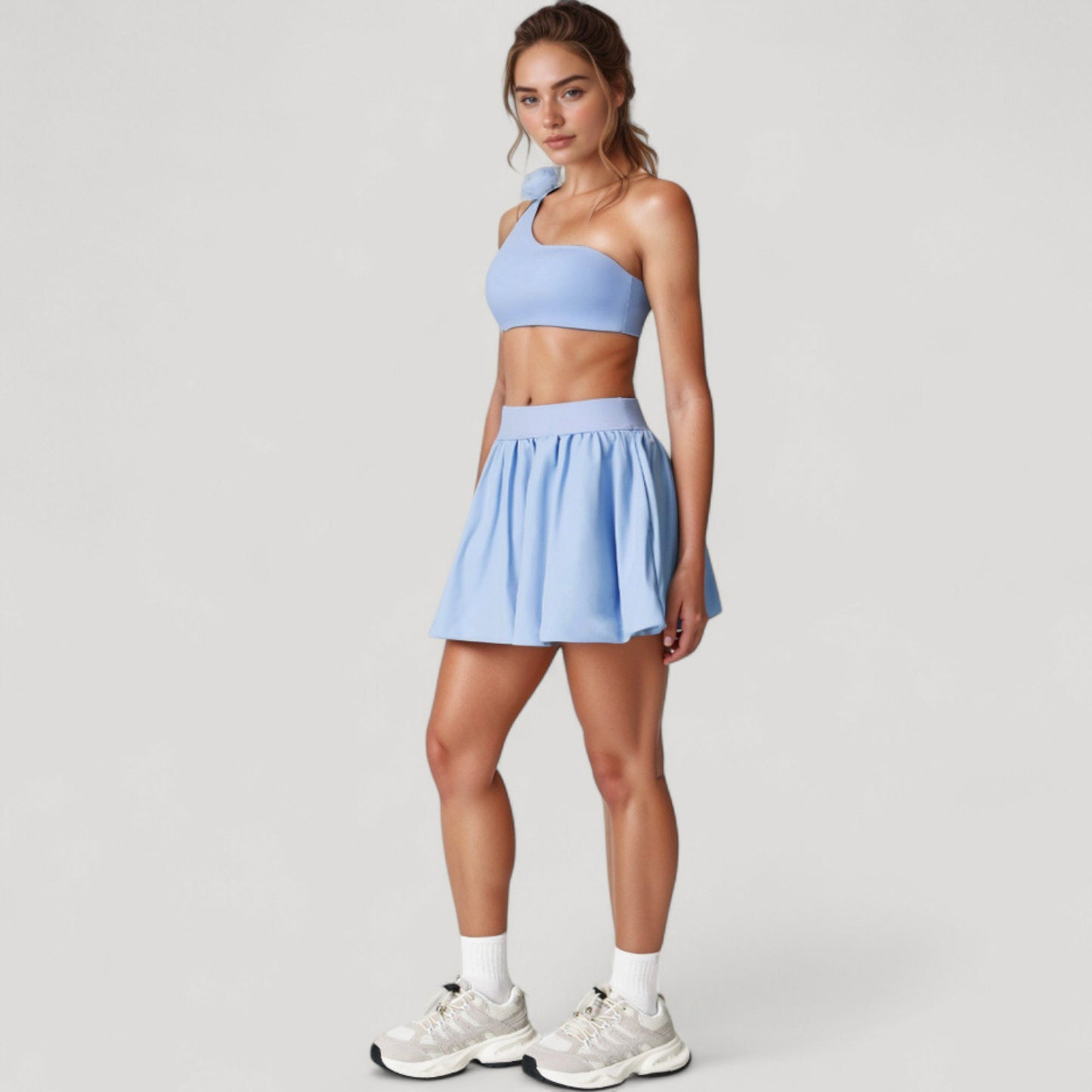 Anna-Kaci Women's High Waist Pleated Mini Skirt with Wide Waistband and Side Pockets