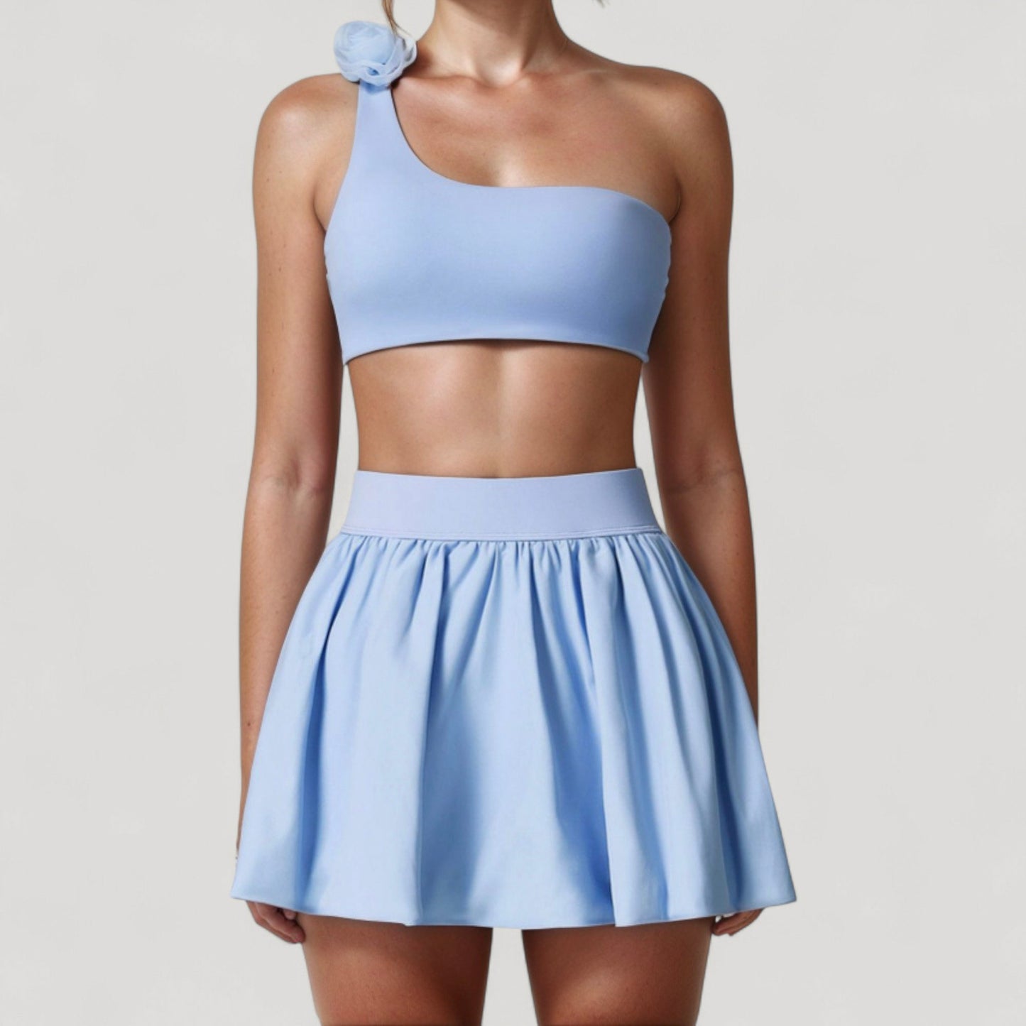 Anna-Kaci Women's High Waist Pleated Mini Skirt with Wide Waistband and Side Pockets