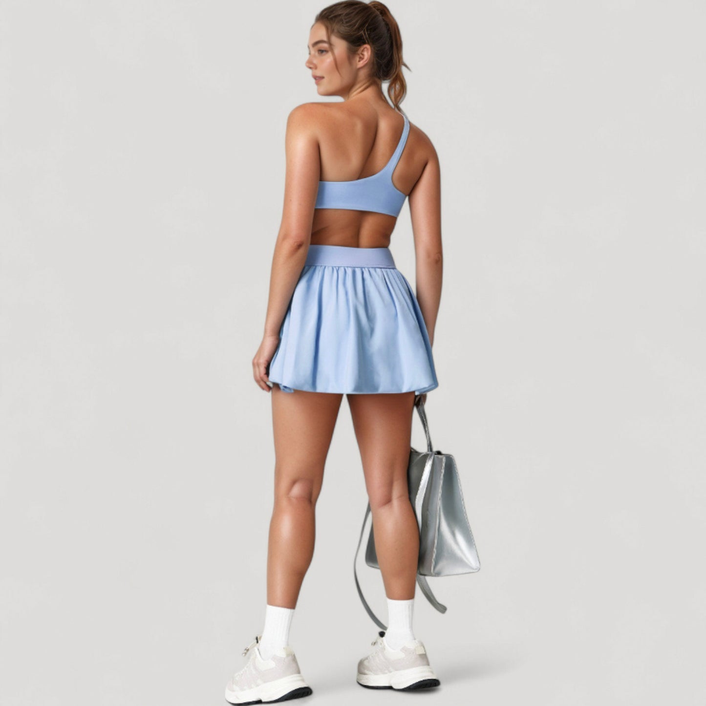 Anna-Kaci Women's High Waist Pleated Mini Skirt with Wide Waistband and Side Pockets