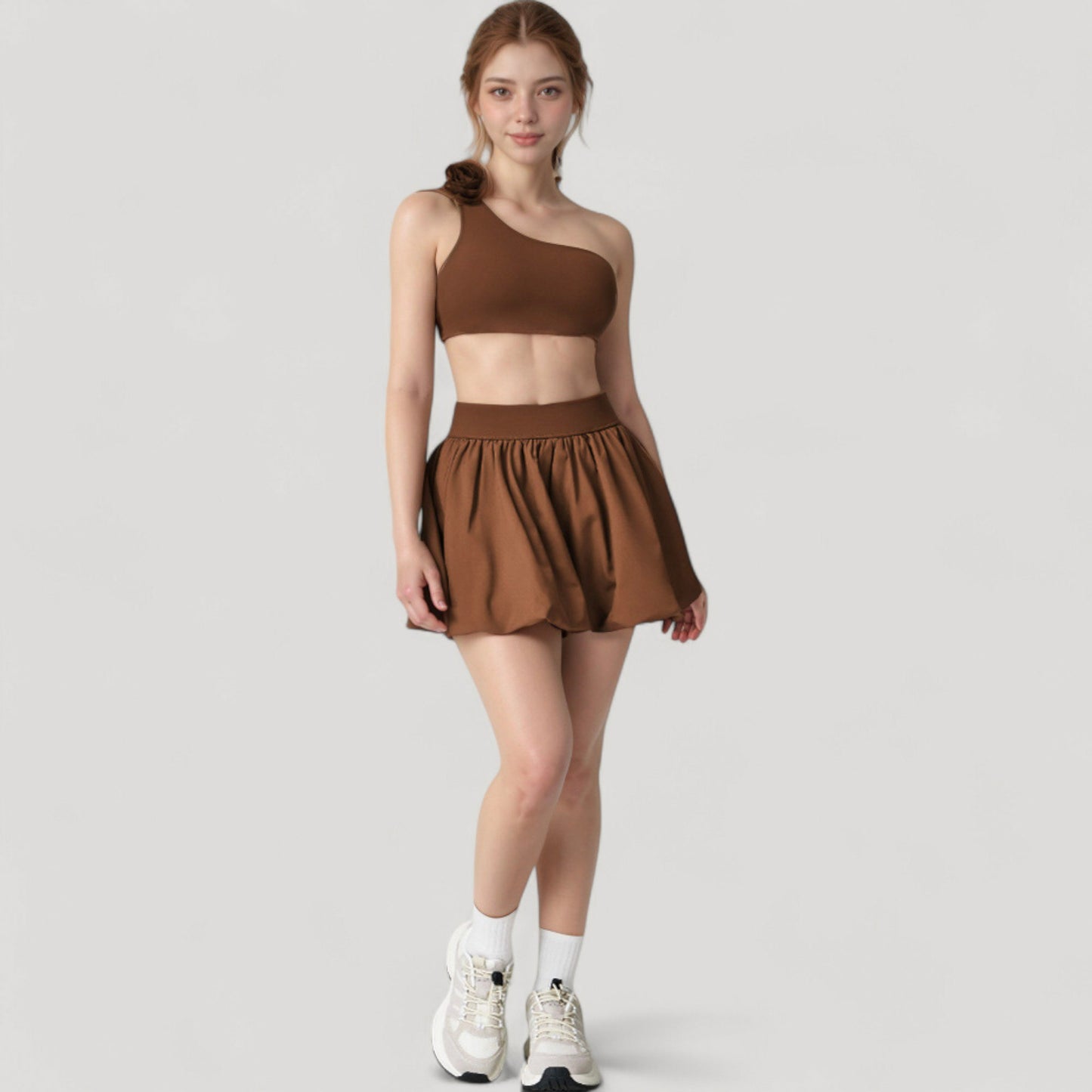 Anna-Kaci Women's High Waist Pleated Mini Skirt with Wide Waistband and Side Pockets