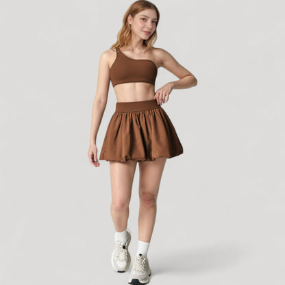 Anna-Kaci Women's High Waist Pleated Mini Skirt with Wide Waistband and Side Pockets