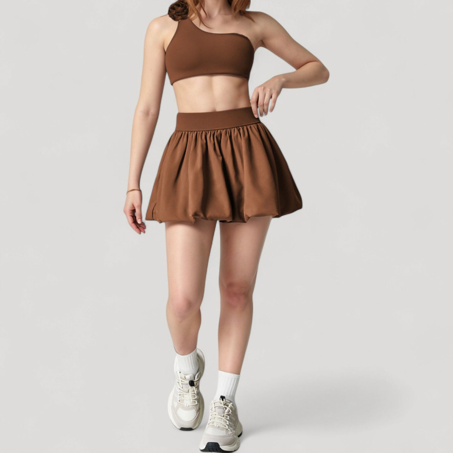 Anna-Kaci Women's High Waist Pleated Mini Skirt with Wide Waistband and Side Pockets