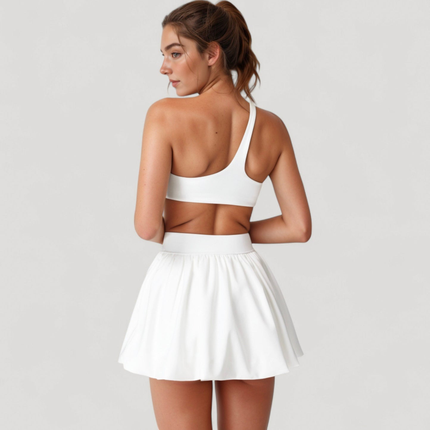 Anna-Kaci Women's High Waist Pleated Mini Skirt with Wide Waistband and Side Pockets