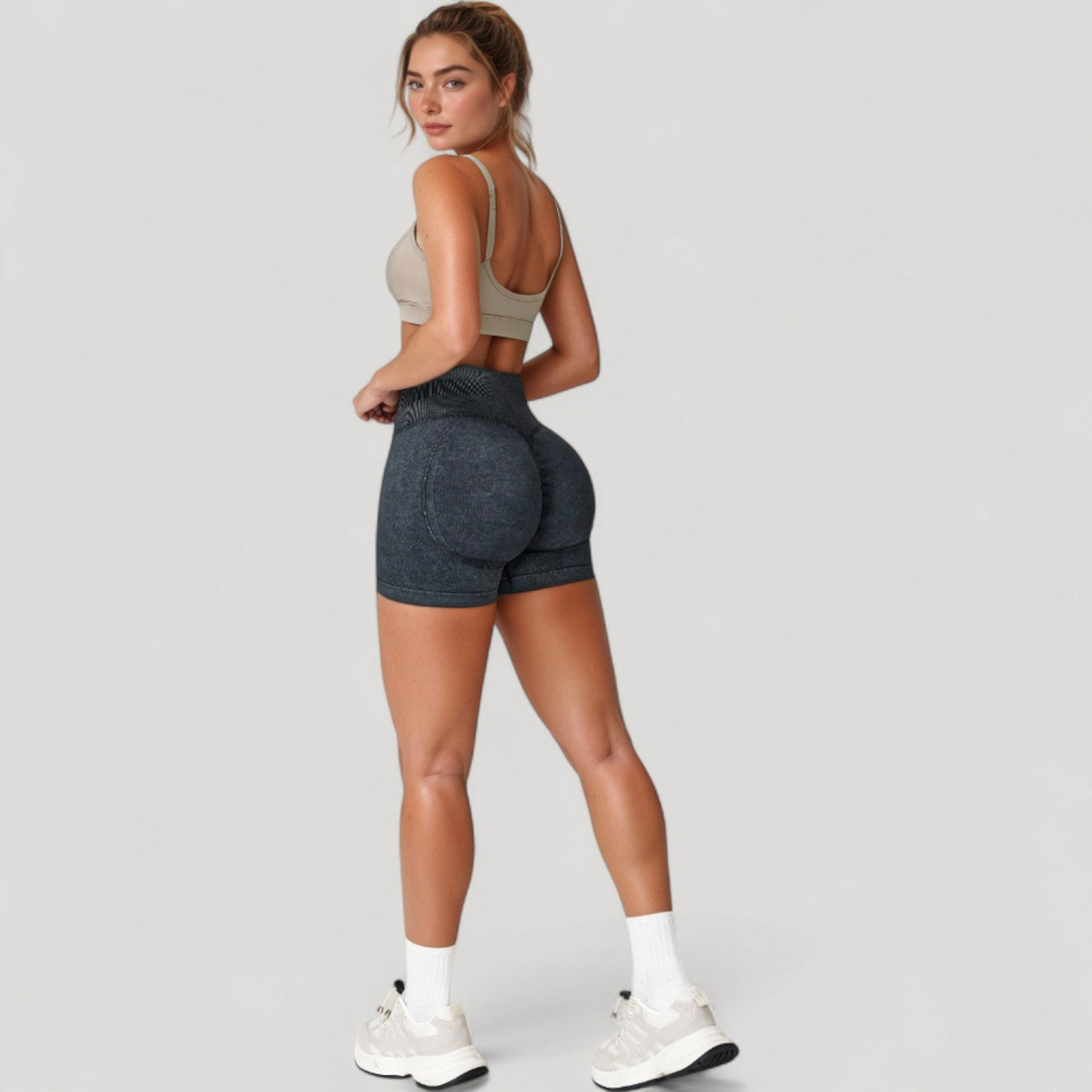 Anna-Kaci Women's High Waist Ribbed Seamless Biker Shorts with Stretch Fabric and Smooth Fit