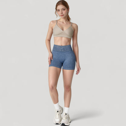 Anna-Kaci Women's High Waist Ribbed Seamless Biker Shorts with Stretch Fabric and Smooth Fit