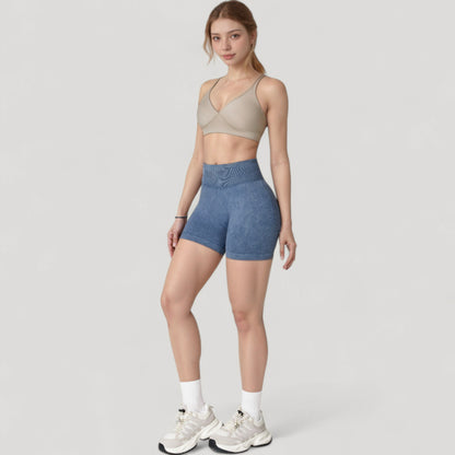 Anna-Kaci Women's High Waist Ribbed Seamless Biker Shorts with Stretch Fabric and Smooth Fit