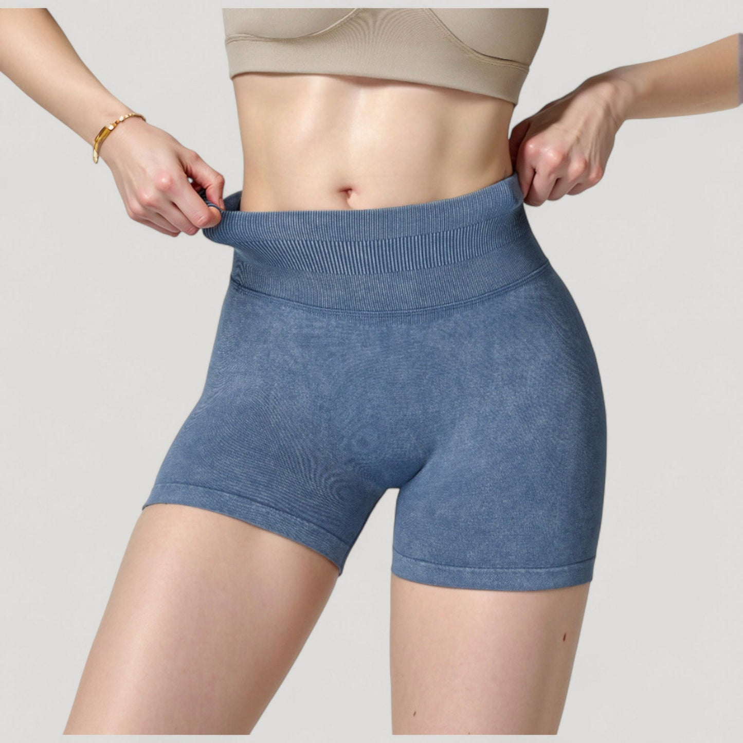 Anna-Kaci Women's High Waist Ribbed Seamless Biker Shorts with Stretch Fabric and Smooth Fit