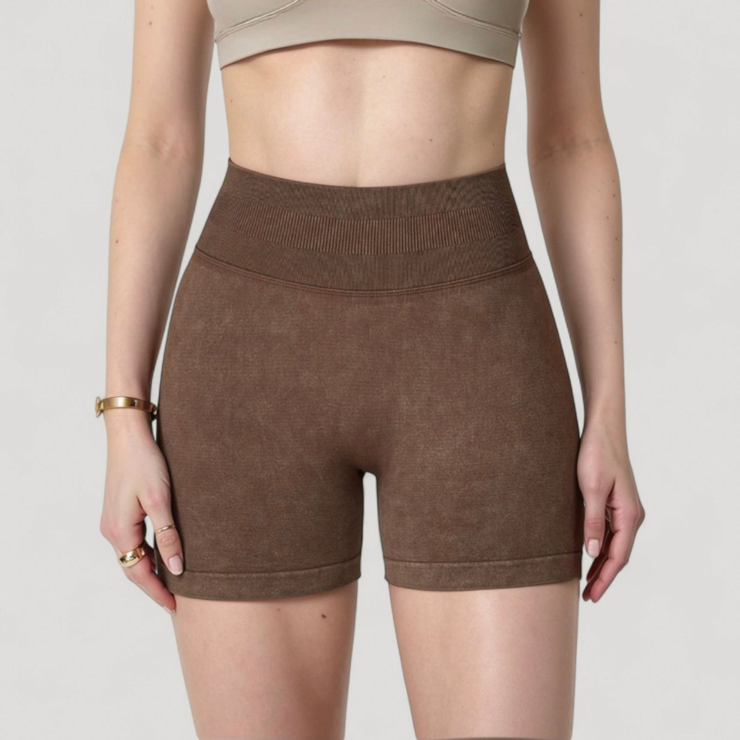 Anna-Kaci Women's High Waist Ribbed Seamless Biker Shorts with Stretch Fabric and Smooth Fit