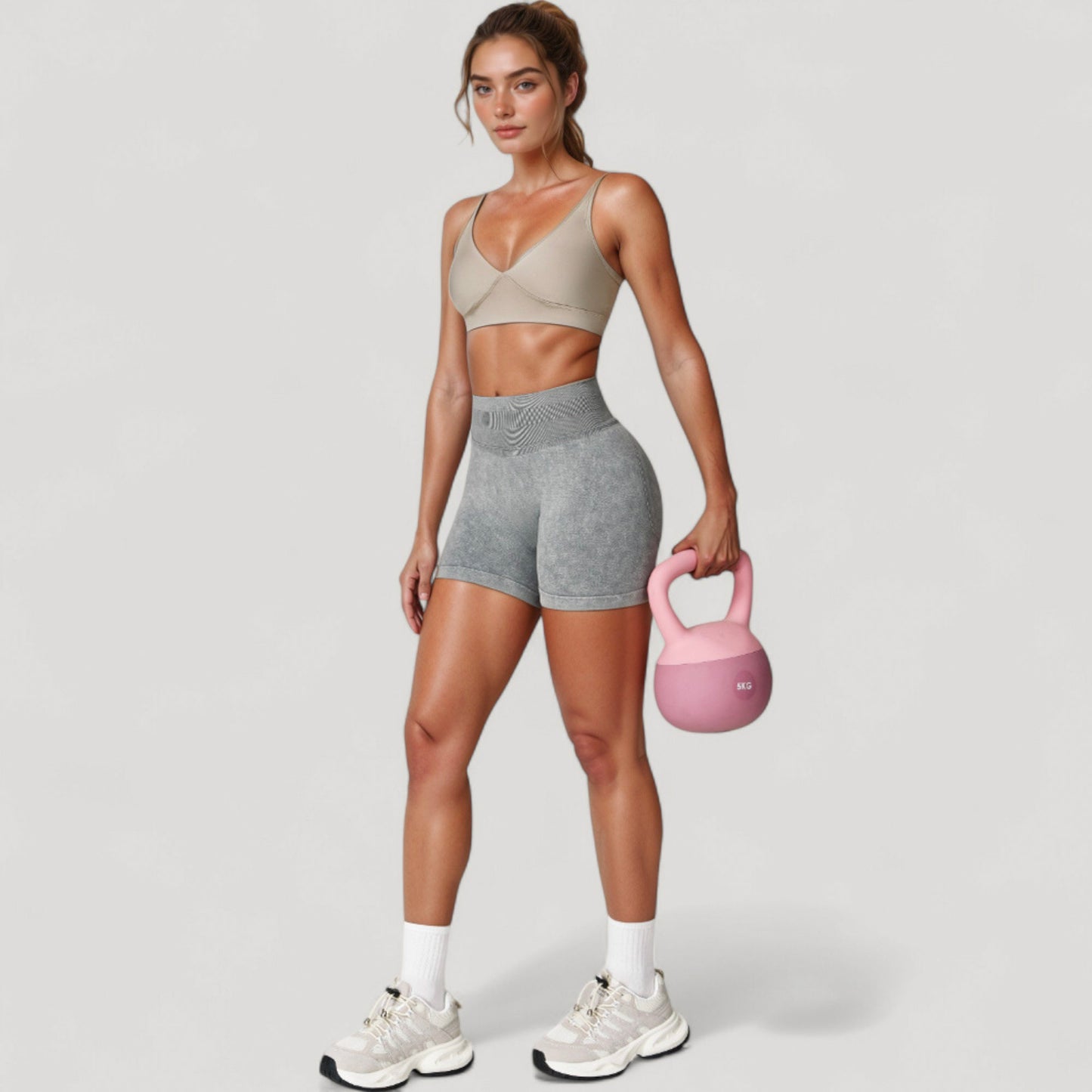 Anna-Kaci Women's High Waist Ribbed Seamless Biker Shorts with Stretch Fabric and Smooth Fit