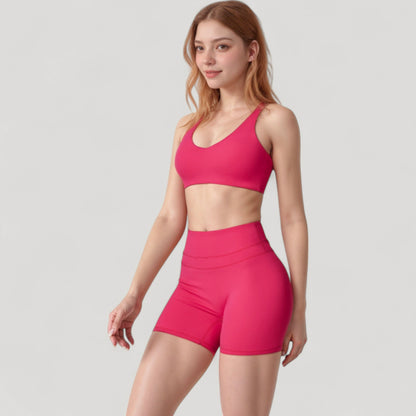 Anna-Kaci Active Women's High Waist Seamless Biker Shorts with Wide Waistband and Stretch Fit for Active Comfort - Small, Fuchsia
