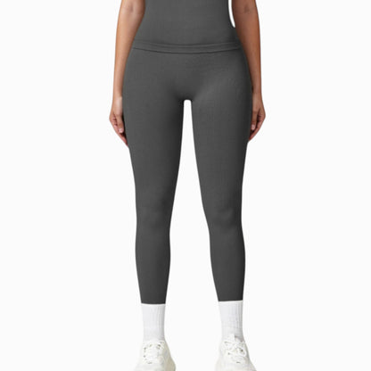 Anna-Kaci Active Women's Seamless High Waist Compression Leggings with Sculpting Back Detail and Stretch Knit Fabric - Small, Gray