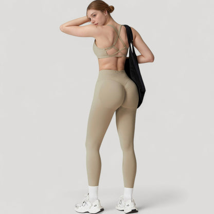 Anna-Kaci Active Women's Seamless High Waist Compression Leggings with Sculpting Back Detail and Stretch Knit Fabric - Small, Gray
