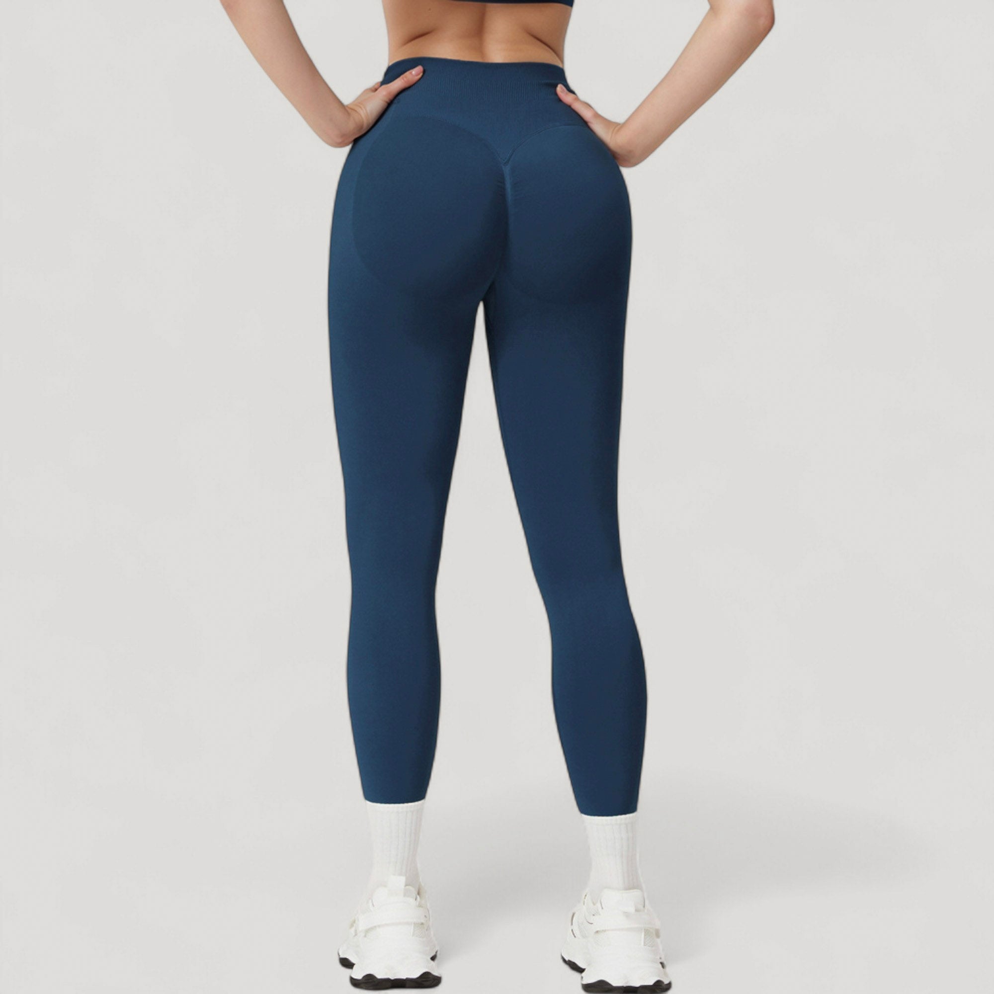 Anna-Kaci Active Women's Seamless High Waist Compression Leggings with Sculpting Back Detail and Stretch Knit Fabric - Small, Gray