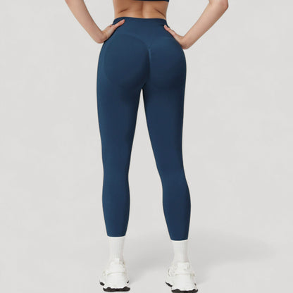 Anna-Kaci Active Women's Seamless High Waist Compression Leggings with Sculpting Back Detail and Stretch Knit Fabric - Small, Gray