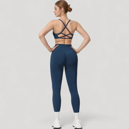 Anna-Kaci Active Women's Seamless High Waist Compression Leggings with Sculpting Back Detail and Stretch Knit Fabric - Small, Gray