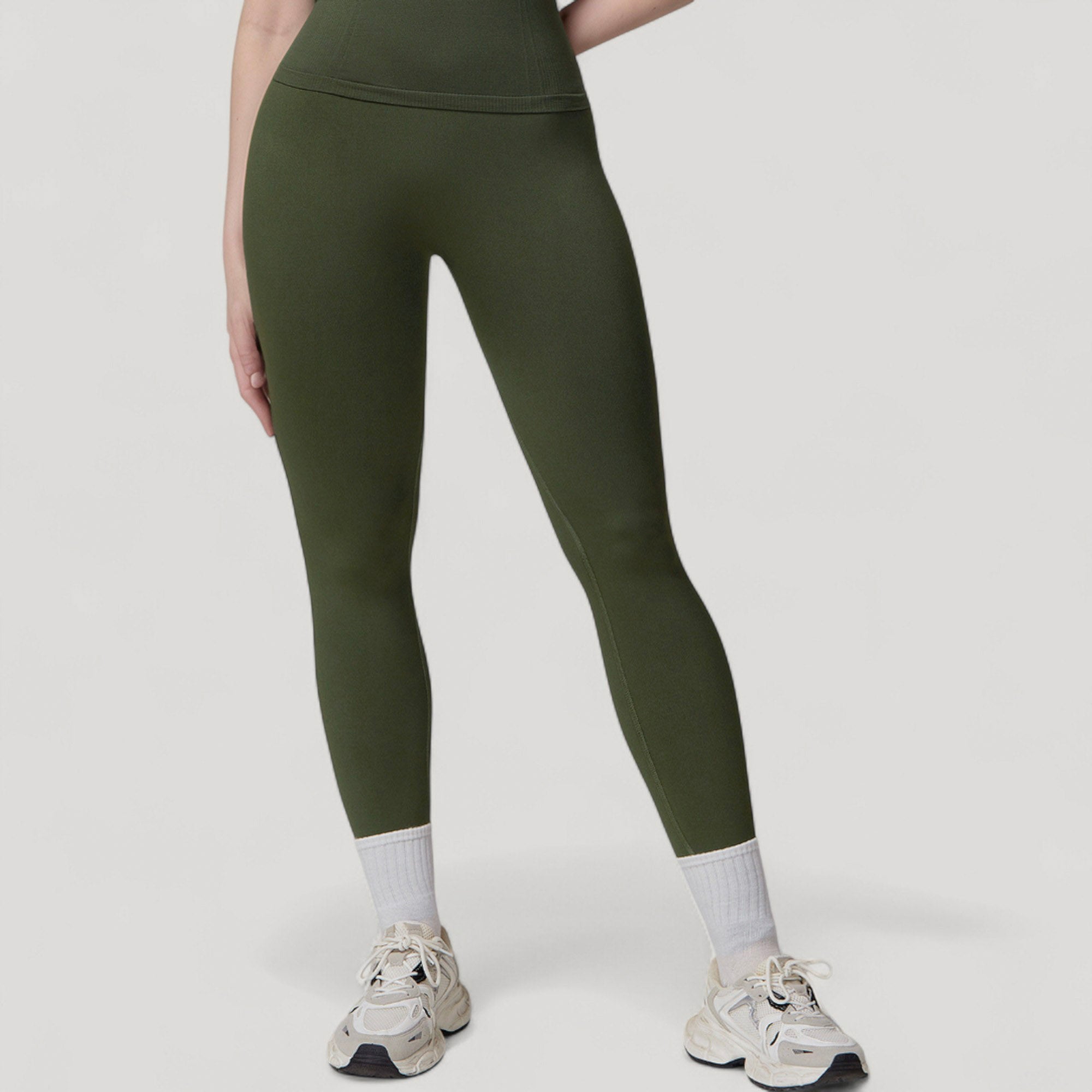 Anna-Kaci Active Women's Seamless High Waist Compression Leggings with Sculpting Back Detail and Stretch Knit Fabric - Small, Gray