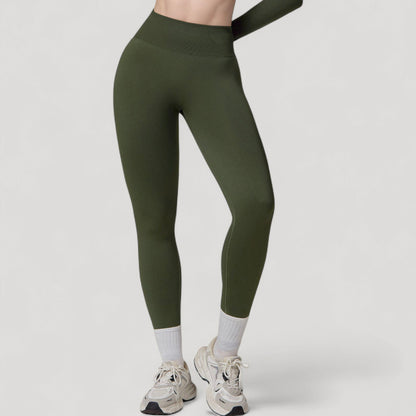 Anna-Kaci Active Women's Seamless High Waist Compression Leggings with Sculpting Back Detail and Stretch Knit Fabric - Small, Gray