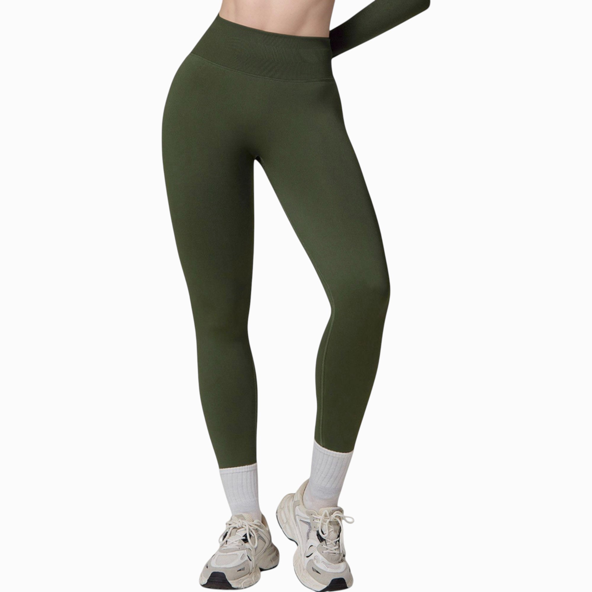 Anna-Kaci Active Women's Seamless High Waist Compression Leggings with Sculpting Back Detail and Stretch Knit Fabric - Small, Gray