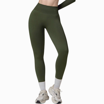 Anna-Kaci Active Women's Seamless High Waist Compression Leggings with Sculpting Back Detail and Stretch Knit Fabric - Small, Gray